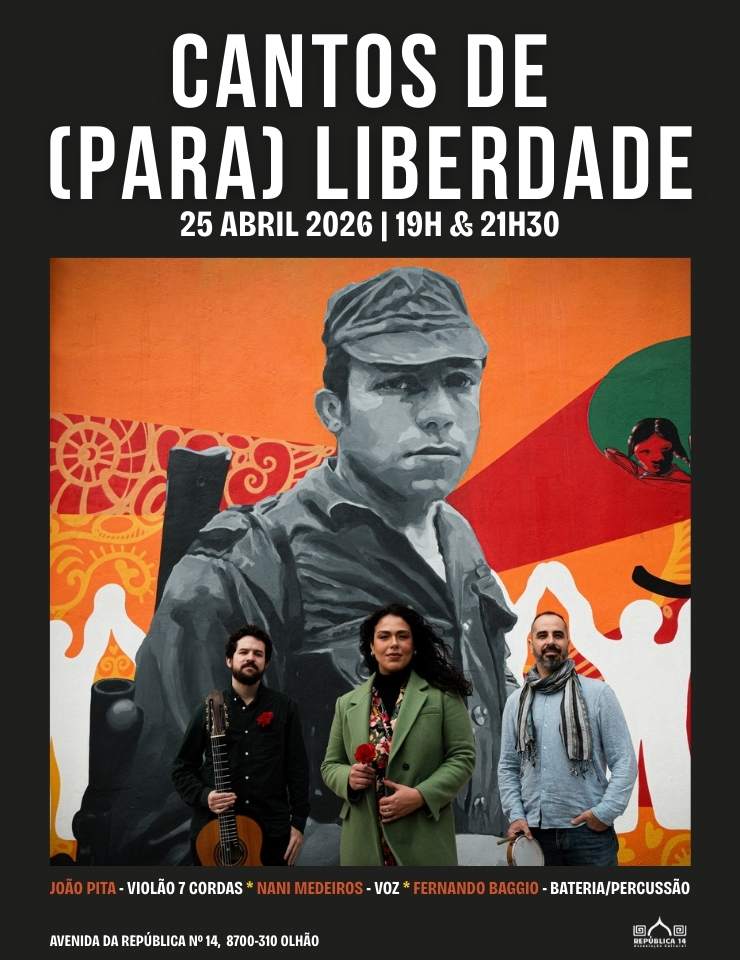 Cartel oficial del evento CANTOS DE (PARA) LIBERDADE | Nani Medeiros, Fernando Baggio e João Pit