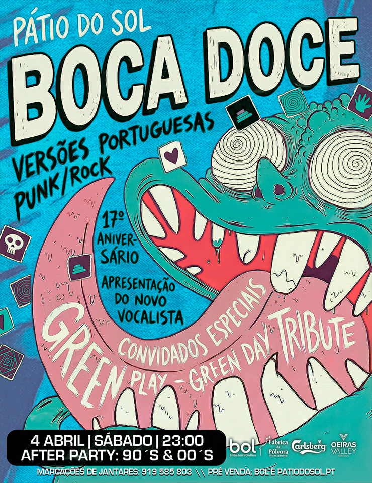 Officiële cover van het evenement BOCA DOCE – 17º Aniversário | 1ª Parte: Trib. “Green Day”