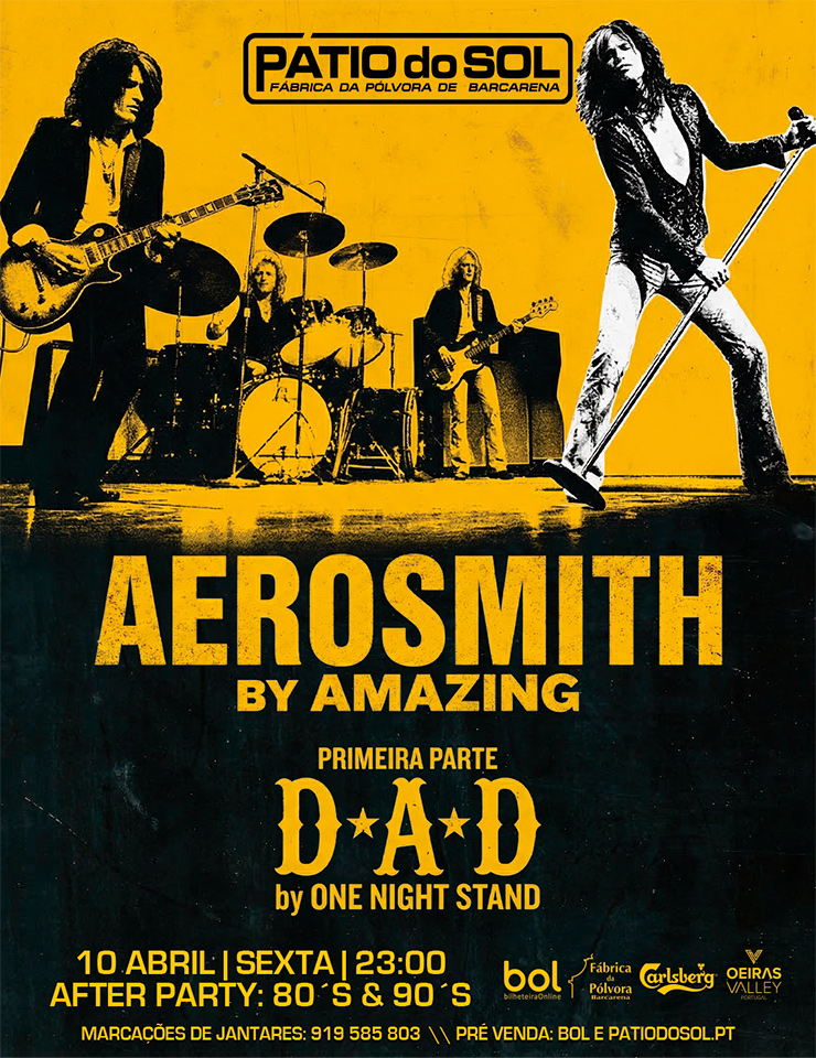 Cartel oficial del evento Amazing – Tributo a AEROSMITH | 1ª Parte: O.N.S. “D-A-D”