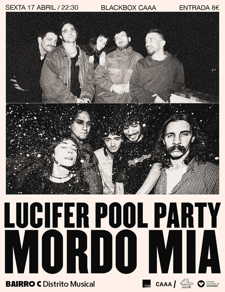 Cartel oficial del evento MORDO MIA + LUCIFER POOL PARTY